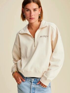 Sporty & Rich Cream Half-Zip Sweatshirt